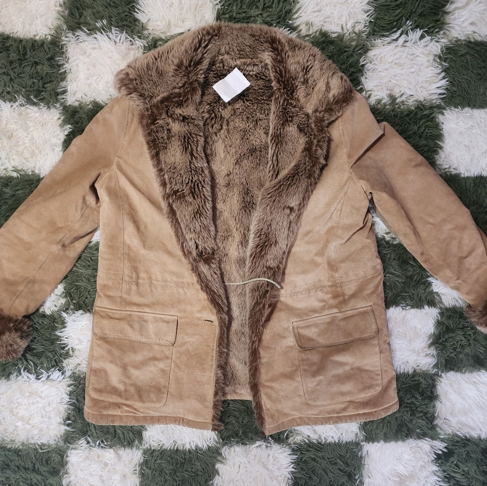 Canda Pig Split Leather Jacket With Poly Fur Lini… - image 1